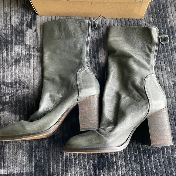 NEW Free People Elle Block Heel Boots: Pewter  Size 9 / 39 - Picture 3 of 6